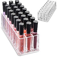 byAlegory Acrylic Lip gloss Organizer & Beauty Makeup Holder 24 Space Organization container Storage For Tall Lip gloss Lipstick Products - clear