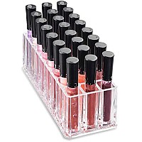 byAlegory Acrylic Lip gloss Organizer & Beauty Makeup Holder 24 Space Organization container Storage For Tall Lip gloss Lipstick Products - clear