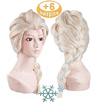 Anogol Wig Cap6 Hairpins Princess Wig Braided Women Blonde Cosplay Wig Long Blonde Princess Braided Wig Blonde Braid Long Whit