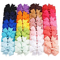 C??Lot 40Pcs 3.5 Inch Boutique Grosgrain Ribbon Pinwheel Hair Bows Alligator Clips For Girls Toddlers Accessories Teens Gifts In Pairs