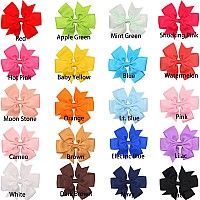 C??Lot 40Pcs 3.5 Inch Boutique Grosgrain Ribbon Pinwheel Hair Bows Alligator Clips For Girls Toddlers Accessories Teens Gifts In Pairs