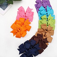 C??Lot 40Pcs 3.5 Inch Boutique Grosgrain Ribbon Pinwheel Hair Bows Alligator Clips For Girls Toddlers Accessories Teens Gifts In Pairs