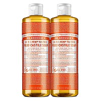 Dr Bronners Purecastile Liquid Soap Tea Tree 16 Ounce 2Pack Made With Organic Oils 18In1 Uses Acneprone Skin D