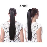 Onedor 24 Straight Wrap Around Ponytail Extension For Women Premium Synthetic Fiber 120G130G 27613