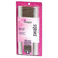 Swisspers Premium Cotton Swabs, 100% Pure Cotton Tips, Leopard Print Paper Sticks, 300 Count Pack