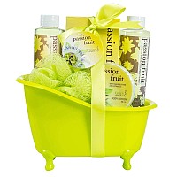 Home Spa Bath Basket Passion Fruit Fragrance Bath Body Set For Women Contains Shower Gel Bubble Bath Body Lotion Bath Salt