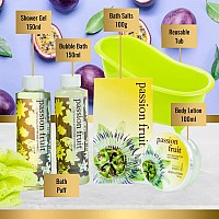 Home Spa Bath Basket Passion Fruit Fragrance Bath Body Set For Women Contains Shower Gel Bubble Bath Body Lotion Bath Salt