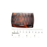 Parcelona French Glossy Shell Brown Celluloid 2 Pieces Good Grip Up do 16 Teeth Hair Side Combs -2.75 Inches (2 Pcs)