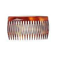 Parcelona French Glossy Shell Brown Celluloid 2 Pieces Good Grip Up do 16 Teeth Hair Side Combs -2.75 Inches (2 Pcs)