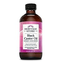 Heritage Store Black Castor Oil, Traditionally Roasted | Deep Conditioning Treatment for Body, Hair, & Brows, Vegan, 8oz