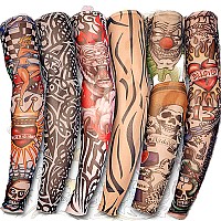 Yariew 6Pcs Temporary Tattoo Sleeves 6Pcs Set Arts Temporary Fake Slip On Tattoo Arm Sleeves Kit