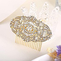 EVER FAITH Women's Austrian Crystal Bridal Art Deco Hair Side Comb Clear Gold-Tone