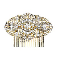 EVER FAITH Women's Austrian Crystal Bridal Art Deco Hair Side Comb Clear Gold-Tone