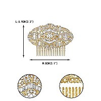 EVER FAITH Women's Austrian Crystal Bridal Art Deco Hair Side Comb Clear Gold-Tone