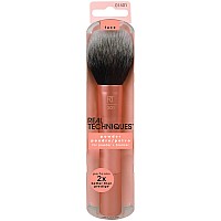 Real Techniques Powder Brush Ultra Plush Synthetic Bristles Aluminum Ferrules To Build Coverage Cruelty Free Mattified Finis