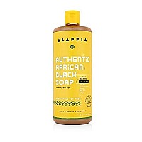 Alaffia Authentic African Black Soap, Multi-purpose Face and Body Cleanser, Shampoo & Shaving Aid, Refreshing Eucalyptus with Calming Tea Tree Oils, 32 fl oz