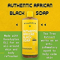 Alaffia Authentic African Black Soap, Multi-purpose Face and Body Cleanser, Shampoo & Shaving Aid, Refreshing Eucalyptus with Calming Tea Tree Oils, 32 fl oz