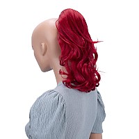 Caisha 14 Wavy Clip On Ponytail With Butterfly Clip Hairpiece Heatresistant Synthetic Fibres Intense Red H93