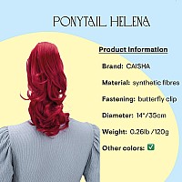 Caisha 14 Wavy Clip On Ponytail With Butterfly Clip Hairpiece Heatresistant Synthetic Fibres Intense Red H93