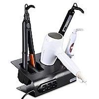 AW Tabletop Hair Iron & Blow Dryer Holder Salon Appliance Stand with 3 Outlets for Stylist Hot Tool Straightener 25 x 19 x 12 cm