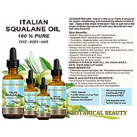 Botanical Beauty Natural Italian Squalane Moisturizer Oil for Face, Body and Hair, 4 floz (120 ml)