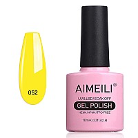 Aimeili Soak Off U V Led Neon Yellow Gel Nail Polish Neon Canary Translucent Yellow 052 10Ml