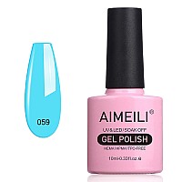 Aimeili Soak Off U V Led Neon Blue Gel Nail Polish Soft Baby Blue 059 10Ml