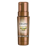 Jergens Natural Glow Instant Sun Body Mousse, Self Tanner for Deep Bronze Tan, Sunless Tanning Body Bronzer, Natural Looking Fake Tan, 6 Ounce