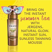 Jergens Natural Glow Instant Sun Body Mousse, Self Tanner for Deep Bronze Tan, Sunless Tanning Body Bronzer, Natural Looking Fake Tan, 6 Ounce