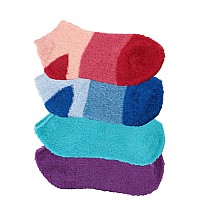 Bamboomn Womens Small Medium Fuzzy Soft Aloe Infused Nylon Ankle Socks Assortment 96 4 Pairs