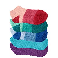 Bamboomn Womens Small Medium Fuzzy Soft Aloe Infused Nylon Ankle Socks Assortment 89 5 Pairs