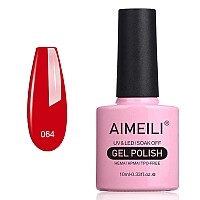 Aimeili Soak Off U V Led Red Gel Nail Polish Pillar Box Red 064 10Ml