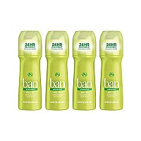 Ban Roll-On Antiperspirant Deodorant, Unscented, 3.5-Ounce Bottles (Pack of 4)