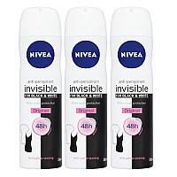 Nivea For Women Anti Perpirant Spray Invisible For Black White 48H 150 Ml Pack Of 3