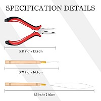 Neitsi 3Pcs Kit For Micro Link Hair Feather Extensions Pliers Micro Pulling Needle And Loop Threader