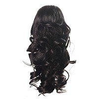 Onedor 12 Synthetic Fiber Natural Textured Curly Ponytail Clip Inon Hair Extension Hairpiece 4 Dark Brown