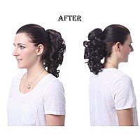 Onedor 12 Synthetic Fiber Natural Textured Curly Ponytail Clip Inon Hair Extension Hairpiece 4 Dark Brown