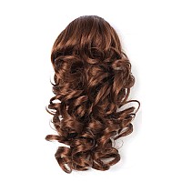 Onedor 12 Synthetic Fiber Natural Textured Curly Ponytail Clip Inon Hair Extension Hairpiece 30 Reddish Brown