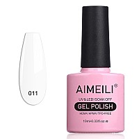 Aimeili Soak Off U V Led White Gel Nail Polish Studio White Arctic White 011 10Ml