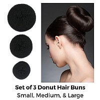 Styla Hair Donut Bun Maker Easy Styling Of Ballet Sock Buns For Kids 3Pc Black