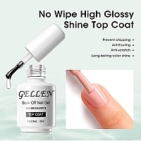 Gellen Gel Top And Base Coat 2Pcs Clear Gel Nail Polish Set 8Ml No Wipe Gel Top Coat Nail Polish Long Lasting Base Coat Gel M