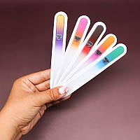 Bona Fide Beauty Czech Glass File Set 5 Piece Crystal Nail Files Multicolor Reusable Bulk Nail Files From The Eu