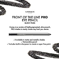 Lorac Front Line Pro Waterproof Eyeliner Pencil Pearl Black Long Lasting Makeup Pencil Sharpener Highprecision