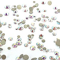 cRYSTAL AB (001 AB) Tiny small sizes mixed with Swarovski 2058 Xilion Rose flatbacks sizes ss3, ss5, ss6, ss7, ss9, ss10 No-Hotfix rhinestones nail art 144 pcs (1 gross) from Mychobos (crystal-Wholesale)