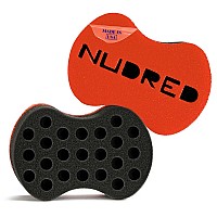 Nudred Hair Sponge For Black Menwomen, Hair Twisting Spongetwist And Curl Sponge Brush, Barber Curling Care Tool Brushes For Afro Curly Styling Dreads, Curls, & Coils, Large Holes (Red)