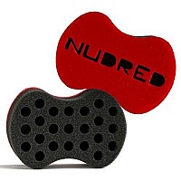 Nudred Hair Sponge For Black Menwomen, Hair Twisting Spongetwist And Curl Sponge Brush, Barber Curling Care Tool Brushes For Afro Curly Styling Dreads, Curls, & Coils, Large Holes (Red)