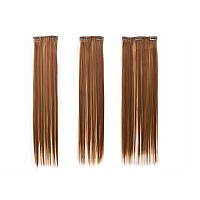 Swacc Women 22 Inches Straight Full Head 7 Separate Pieces Heat Resistance Synthetic Hair Clip In Hair Extensions Strawberry Bl