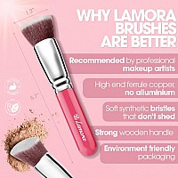 Lamora Foundation Brush For Liquid Makeup Kabuki Face Brush For Cream Powder Blush And Concealer Flat Top Blending Buffi