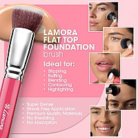 Lamora Foundation Brush For Liquid Makeup Kabuki Face Brush For Cream Powder Blush And Concealer Flat Top Blending Buffi