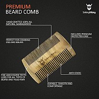 Sandalwood Beard Comb and Case - Pocket Sized Wooden Beard & Mustache Comb with Fine & Coarse Teeth - Perfect for Use with Balms and Oils - Striking Viking (Brown)